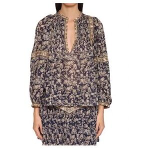 Isabel marant etoile cotton ramie print baroque top size 34 NWOT